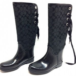 Coach Tristee Signature Logo Lace Up Rain Boots